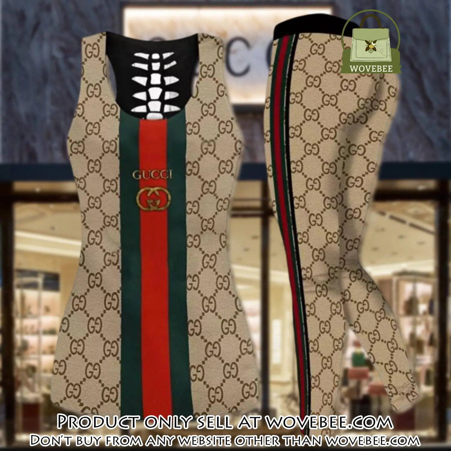 Gucci stripe tank top leggings set luxury brand for women yoga gym wvb0323199